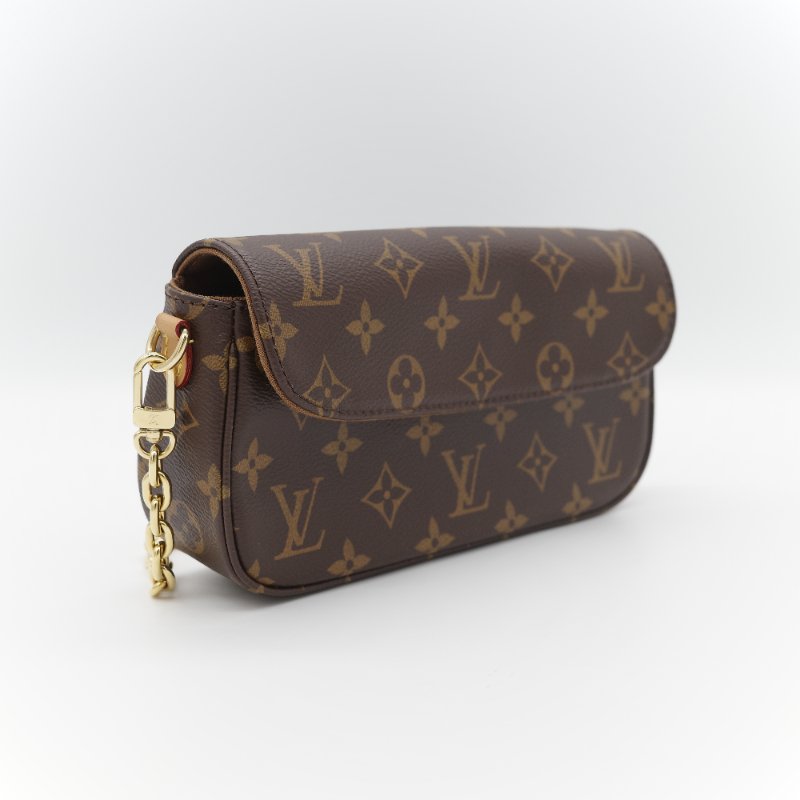 (近新閒置♥️配件齊全)Louis Vuitton 路易威登 IVY 棕色花紋 鏈條 肩帶 WOC 翻蓋 單肩斜背包 兩用包-4