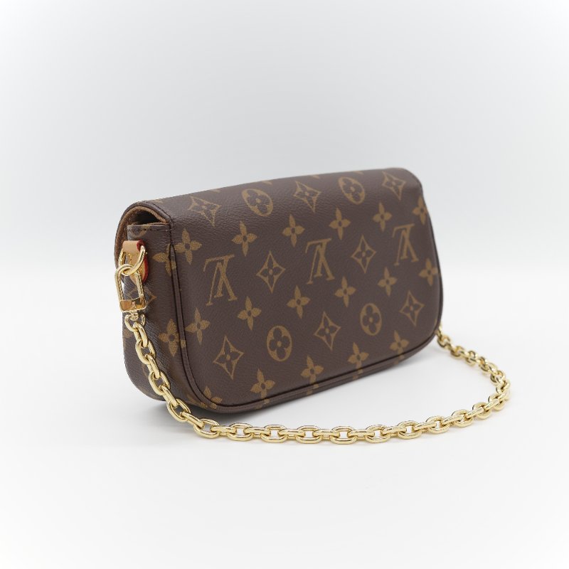 (近新閒置♥️配件齊全)Louis Vuitton 路易威登 IVY 棕色花紋 鏈條 肩帶 WOC 翻蓋 單肩斜背包 兩用包-6