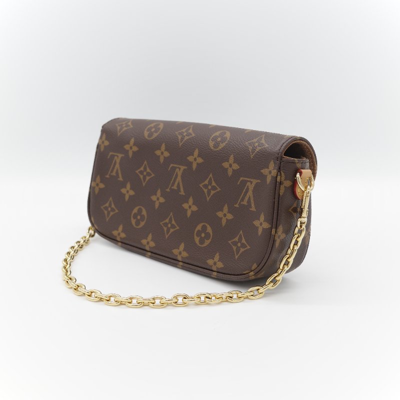 (近新閒置♥️配件齊全)Louis Vuitton 路易威登 IVY 棕色花紋 鏈條 肩帶 WOC 翻蓋 單肩斜背包 兩用包-7
