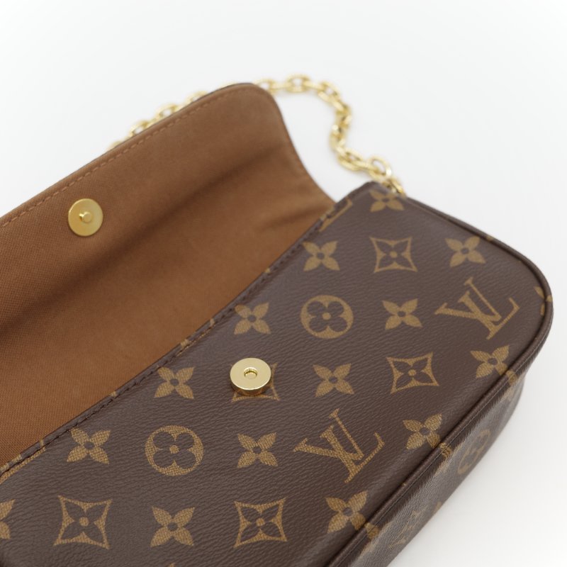 (近新閒置♥️配件齊全)Louis Vuitton 路易威登 IVY 棕色花紋 鏈條 肩帶 WOC 翻蓋 單肩斜背包 兩用包-12