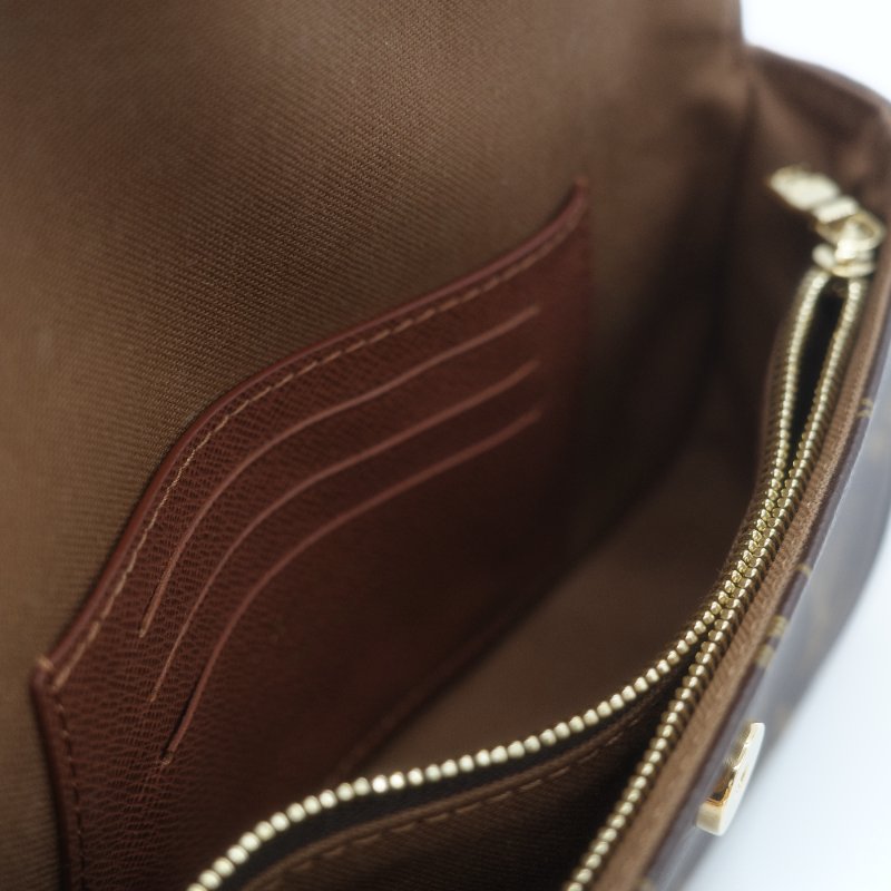 (近新閒置♥️配件齊全)Louis Vuitton 路易威登 IVY 棕色花紋 鏈條 肩帶 WOC 翻蓋 單肩斜背包 兩用包-16