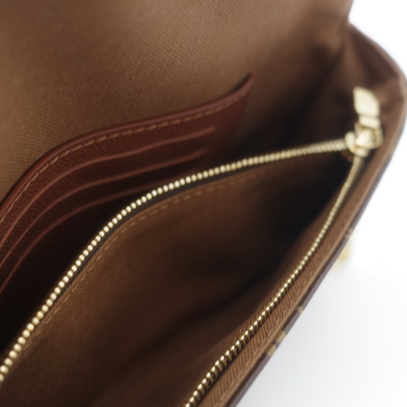 (近新閒置♥️配件齊全)Louis Vuitton 路易威登 IVY 棕色花紋 鏈條 肩帶 WOC 翻蓋 單肩斜背包 兩用包-17