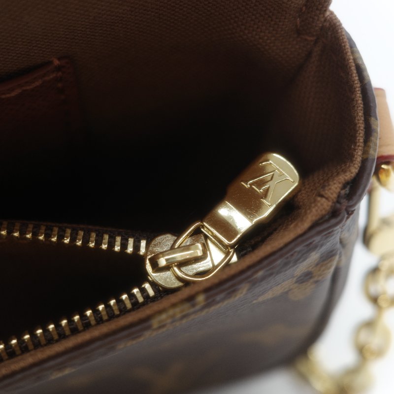 (近新閒置♥️配件齊全)Louis Vuitton 路易威登 IVY 棕色花紋 鏈條 肩帶 WOC 翻蓋 單肩斜背包 兩用包-18