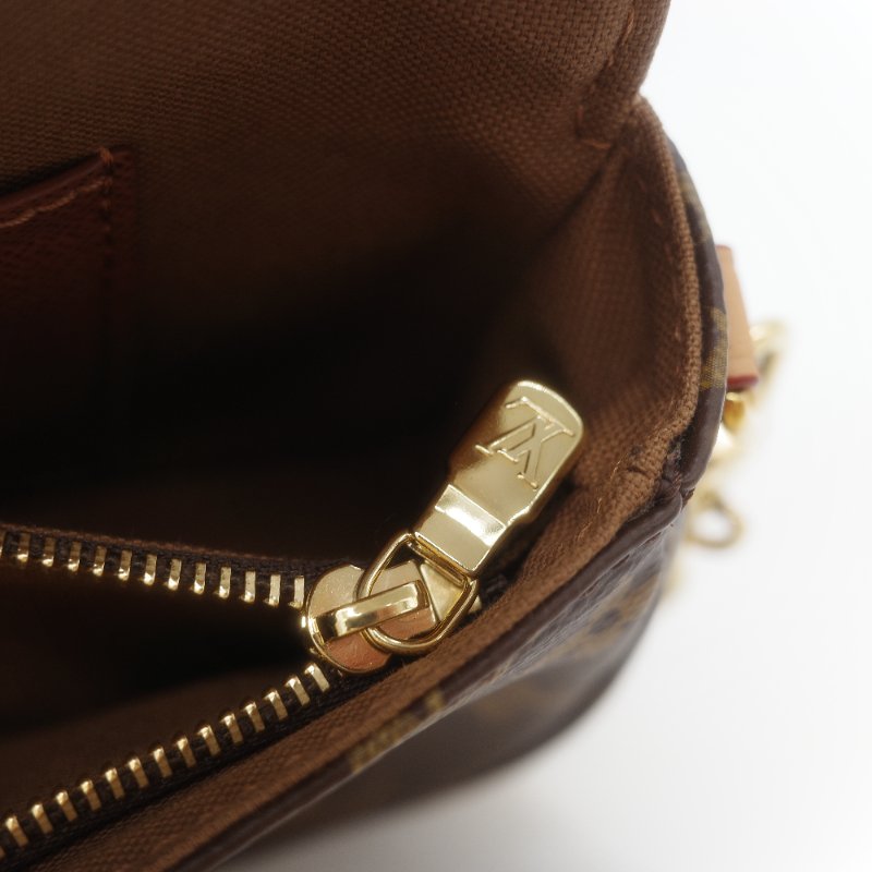 (近新閒置♥️配件齊全)Louis Vuitton 路易威登 IVY 棕色花紋 鏈條 肩帶 WOC 翻蓋 單肩斜背包 兩用包-19