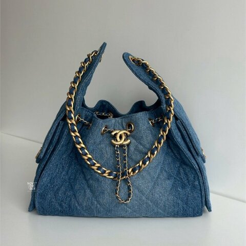 99新🆕 有購證💙 爆款🔥 Chanel 香奈兒 25 Hobo Bag 牛仔金釦小號