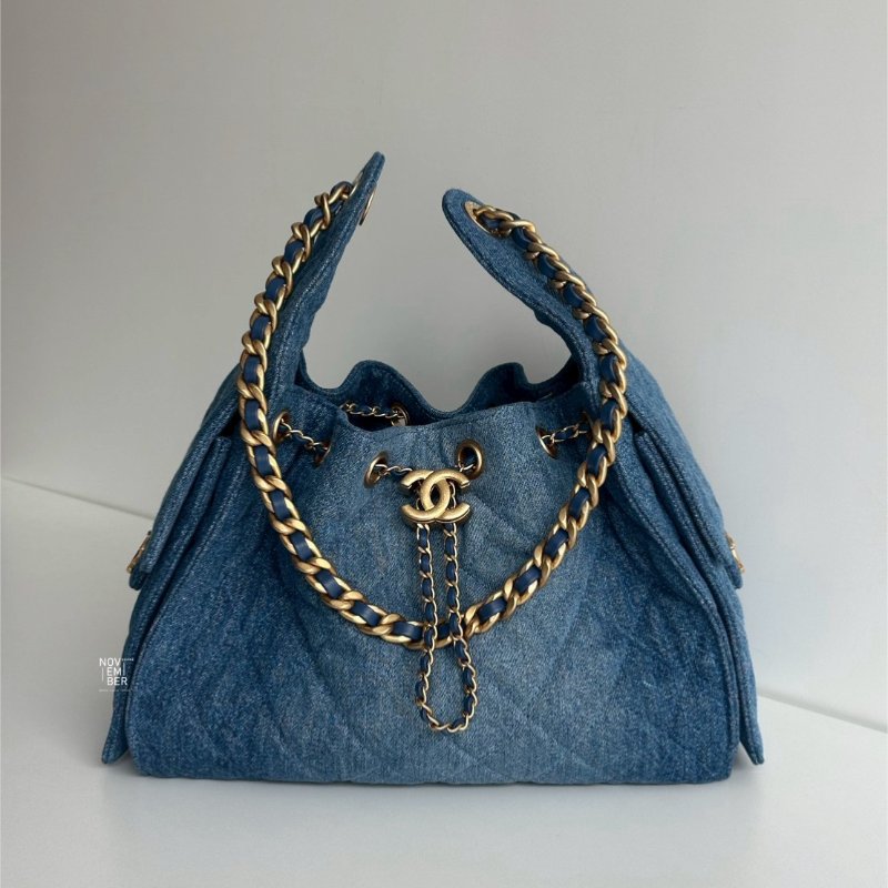 99新🆕 有購證💙 爆款🔥 Chanel 香奈兒 25 Hobo Bag 牛仔金釦小號-0