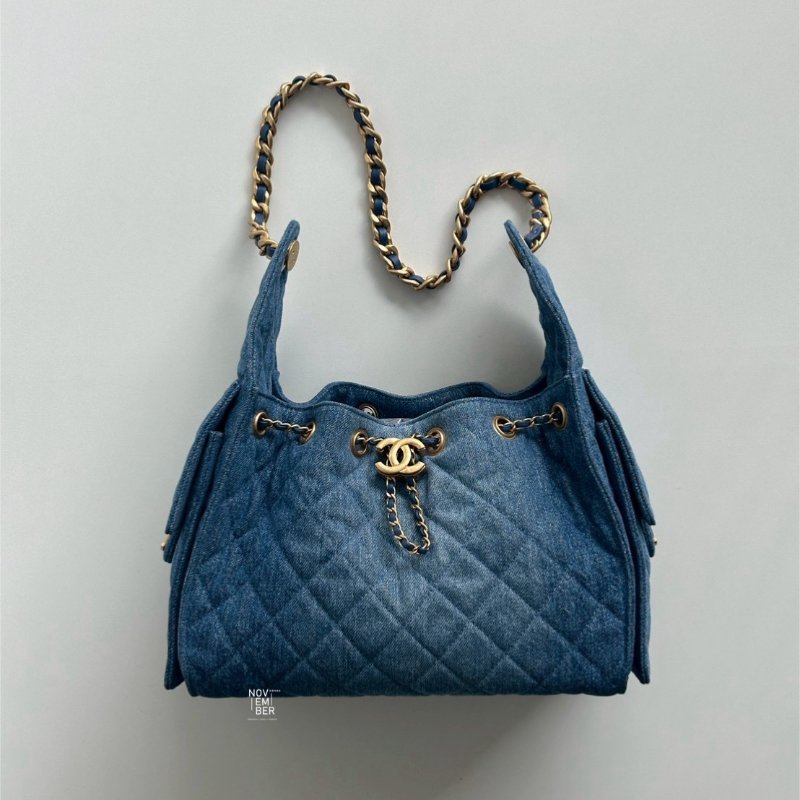 99新🆕 有購證💙 爆款🔥 Chanel 香奈兒 25 Hobo Bag 牛仔金釦小號-5