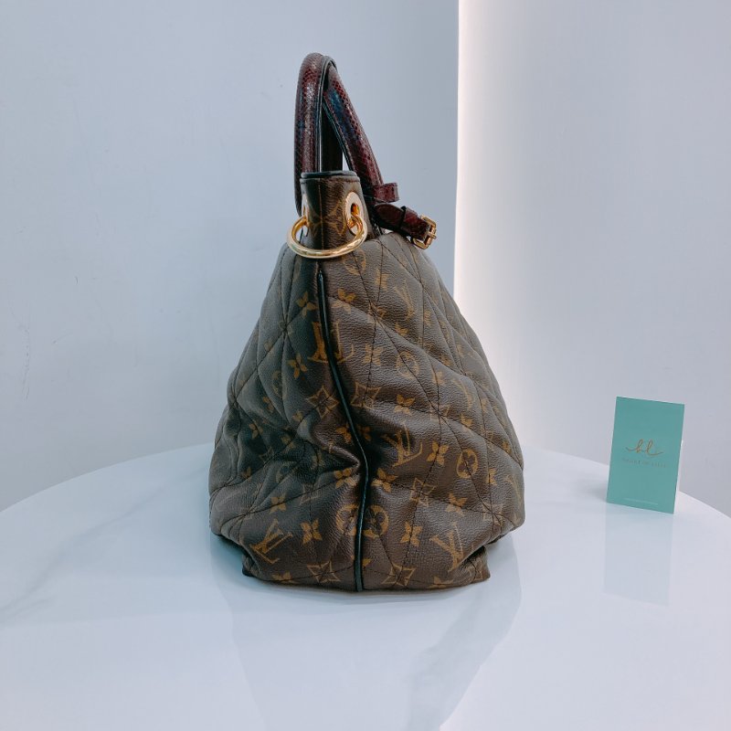 MS0597 Louis Vuitton 路易威登 稀有皮款 蛇皮 鴕鳥皮 帆布 手提包 大號 單肩 經典老花紋 Etoile Exotic Tote Bag GM Python,Ostrich and Canvas Monogram x GHW-3
