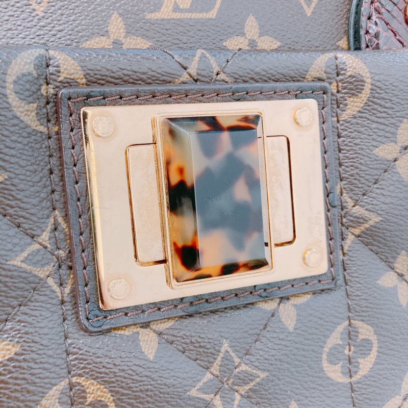 MS0597 Louis Vuitton 路易威登 稀有皮款 蛇皮 鴕鳥皮 帆布 手提包 大號 單肩 經典老花紋 Etoile Exotic Tote Bag GM Python,Ostrich and Canvas Monogram x GHW-9