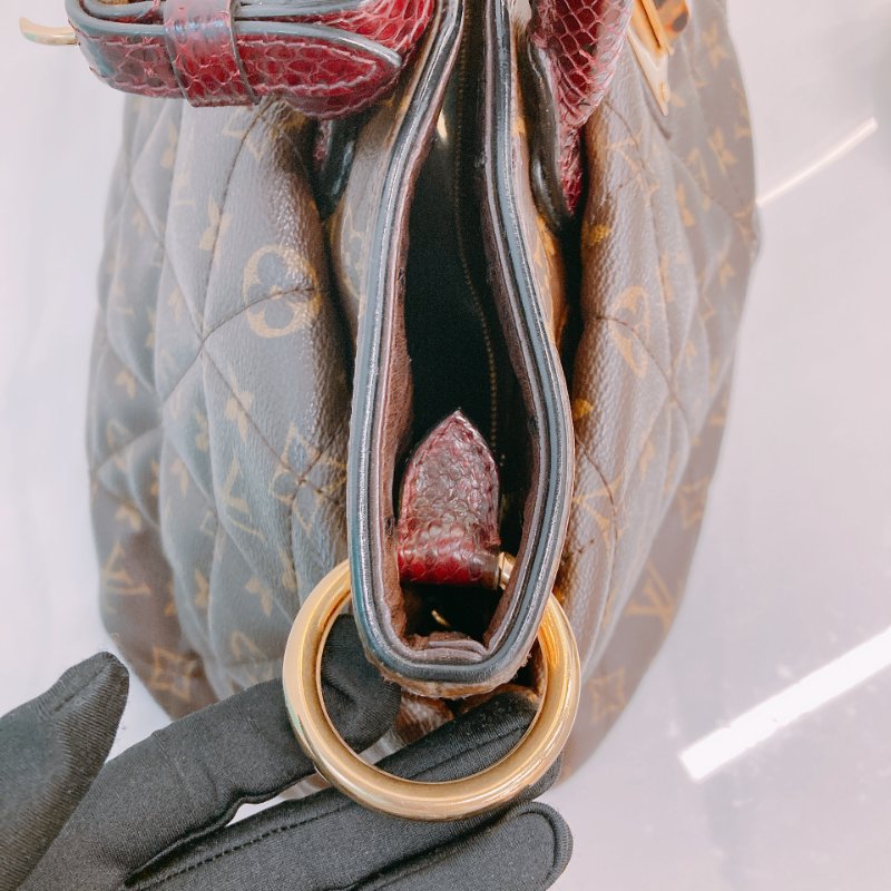 MS0597 Louis Vuitton 路易威登 稀有皮款 蛇皮 鴕鳥皮 帆布 手提包 大號 單肩 經典老花紋 Etoile Exotic Tote Bag GM Python,Ostrich and Canvas Monogram x GHW-15