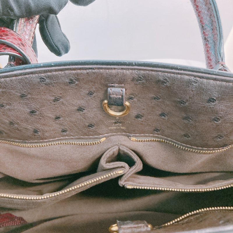 MS0597 Louis Vuitton 路易威登 稀有皮款 蛇皮 鴕鳥皮 帆布 手提包 大號 單肩 經典老花紋 Etoile Exotic Tote Bag GM Python,Ostrich and Canvas Monogram x GHW-19