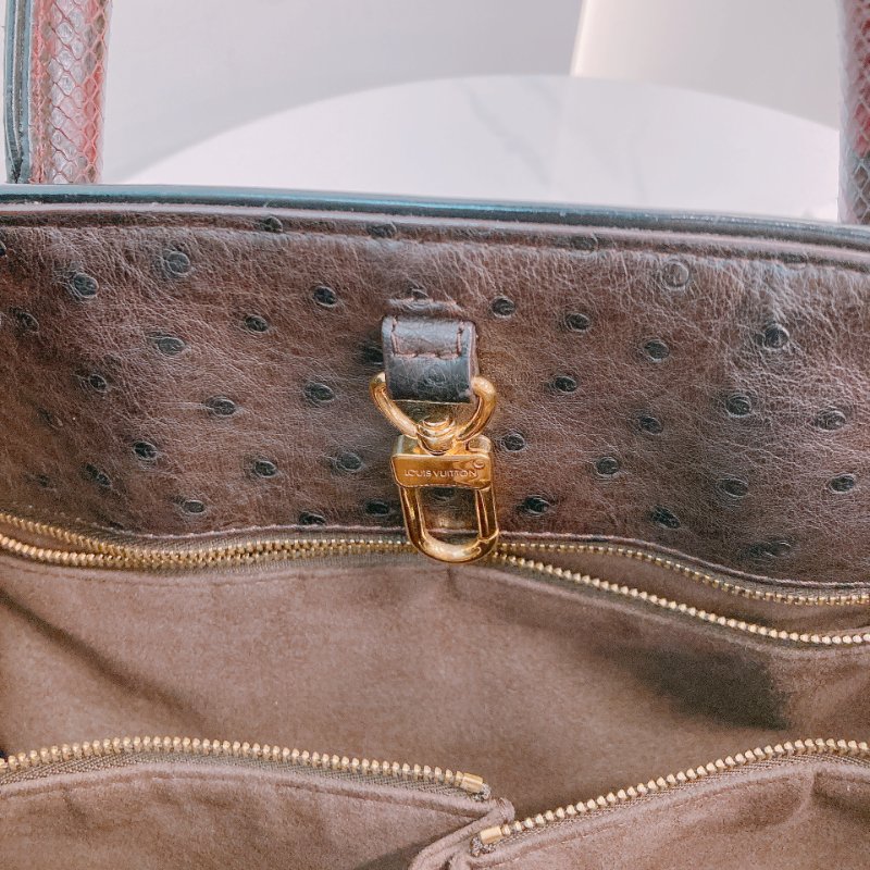 MS0597 Louis Vuitton 路易威登 稀有皮款 蛇皮 鴕鳥皮 帆布 手提包 大號 單肩 經典老花紋 Etoile Exotic Tote Bag GM Python,Ostrich and Canvas Monogram x GHW-20