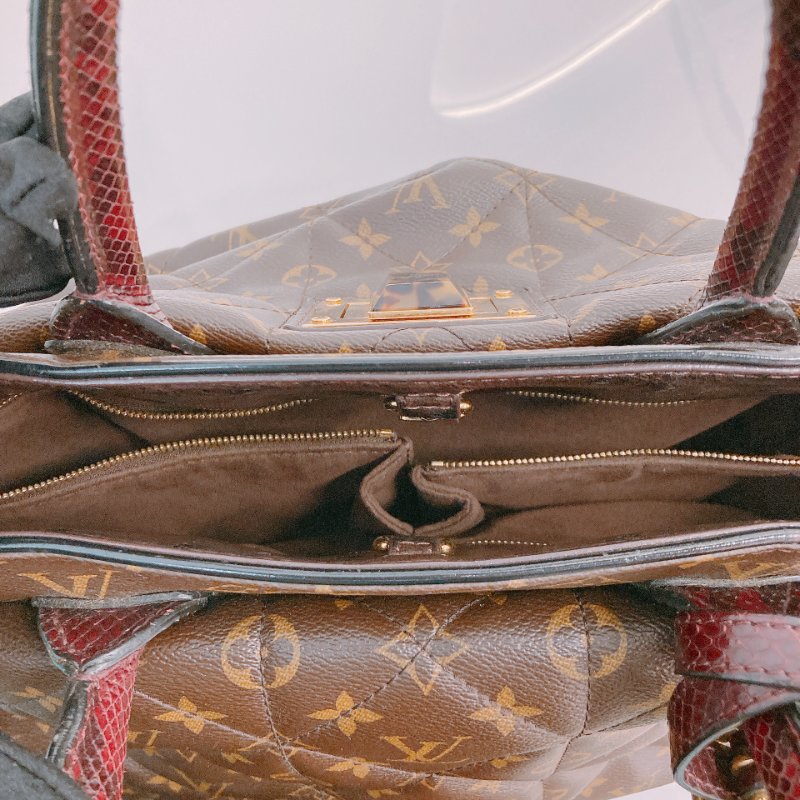 MS0597 Louis Vuitton 路易威登 稀有皮款 蛇皮 鴕鳥皮 帆布 手提包 大號 單肩 經典老花紋 Etoile Exotic Tote Bag GM Python,Ostrich and Canvas Monogram x GHW-21