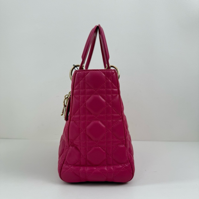 Dior迪奧 戴妃五格 羊皮 玫紅色 尺寸24*20*12cm-4