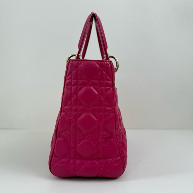 Dior迪奧 戴妃五格 羊皮 玫紅色 尺寸24*20*12cm-5