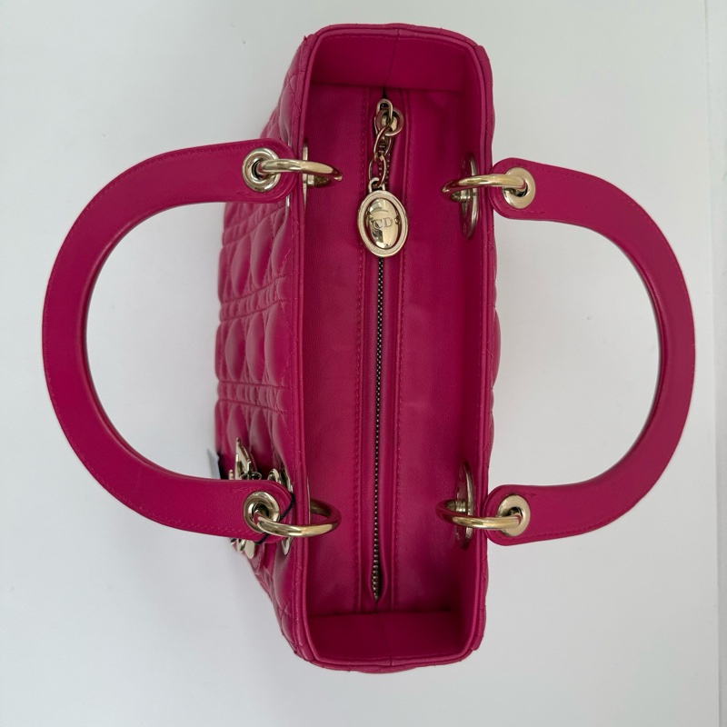 Dior迪奧 戴妃五格 羊皮 玫紅色 尺寸24*20*12cm-6
