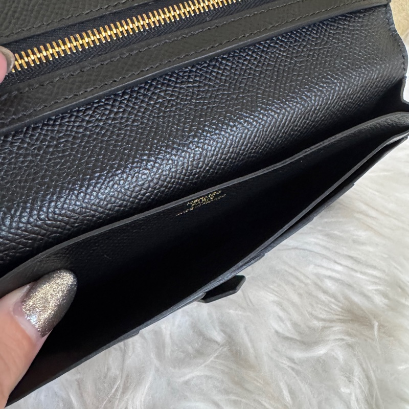 ［ 專櫃16萬難拿 ］Hermes Bearn 黑金Epsom長夾-10