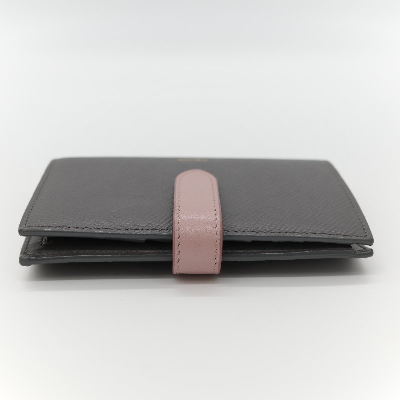 Celine 思琳 Strap Wallet 拼色 卡其灰 粉色灰色 粉色 對開 中短夾 (多卡位+鈔票位+零錢位)絕版品-6