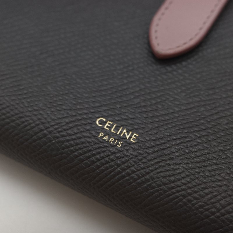Celine 思琳 Strap Wallet 拼色 卡其灰 粉色灰色 粉色 對開 中短夾 (多卡位+鈔票位+零錢位)絕版品-8