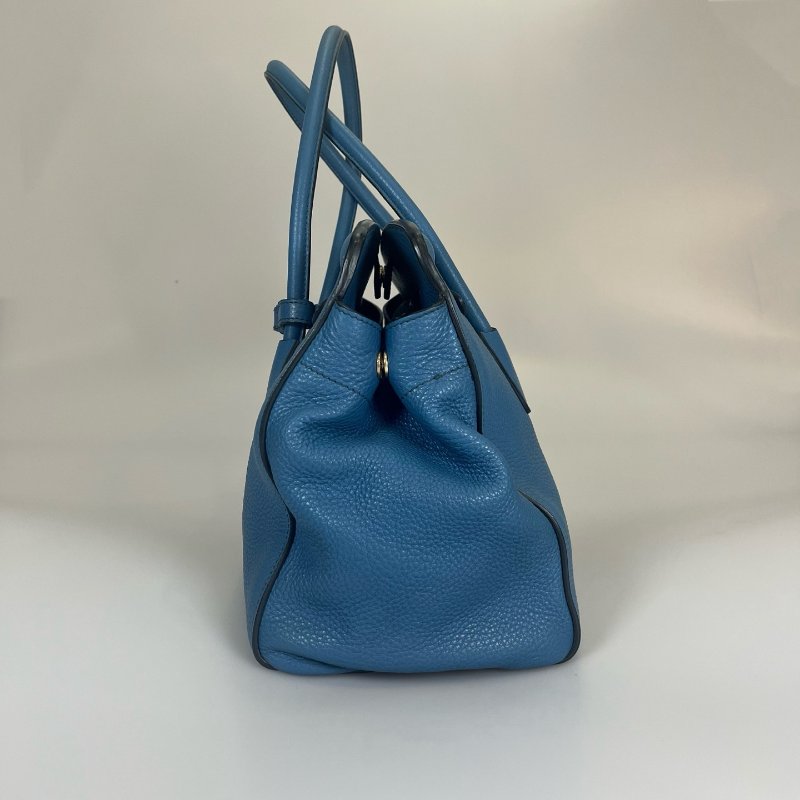 PRADA 藍皮革款手提肩背包-3