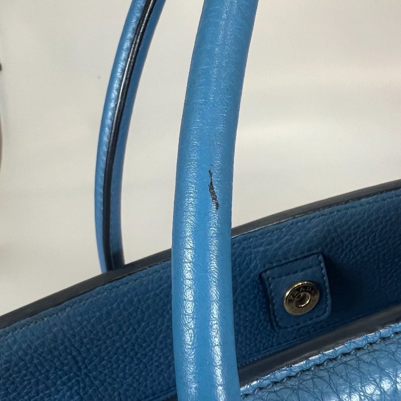 PRADA 藍皮革款手提肩背包-11