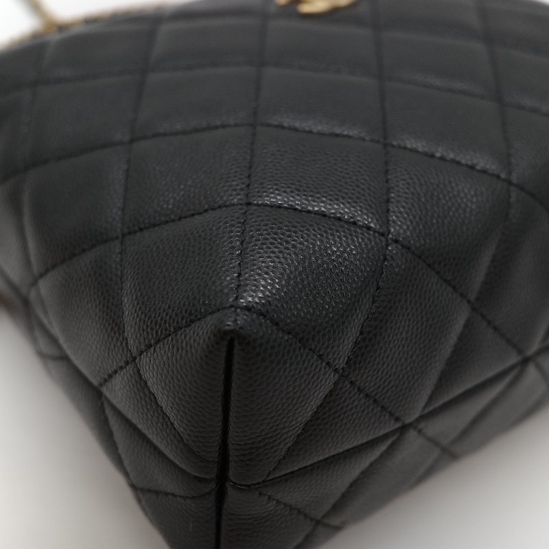 新款全網最低♥️品牌月特價下個月恢復原價(近新全配♥️購買憑證)Chanel 香奈兒 黑色 粒面牛皮 金屬手柄雕花 黑金色皮穿鏈 手提包 斜挎包 兩用-8