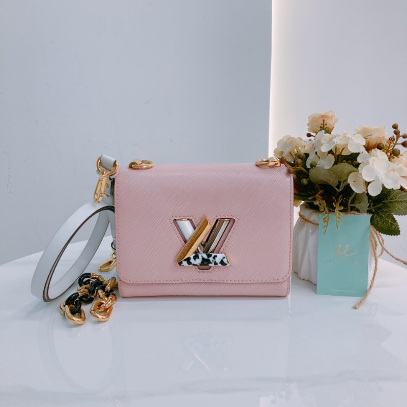 MS0598	Louis Vuitton 路易威登 扭扭包 小號 水波紋 樹皮紋 粉紅色 鴛鴦金扣 Twist PM Epi Pink and Stone x GHW-0