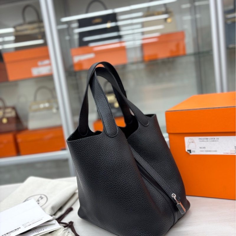 【閒置🆕】 Hermes 黑銀22菜籃子 手提包-1