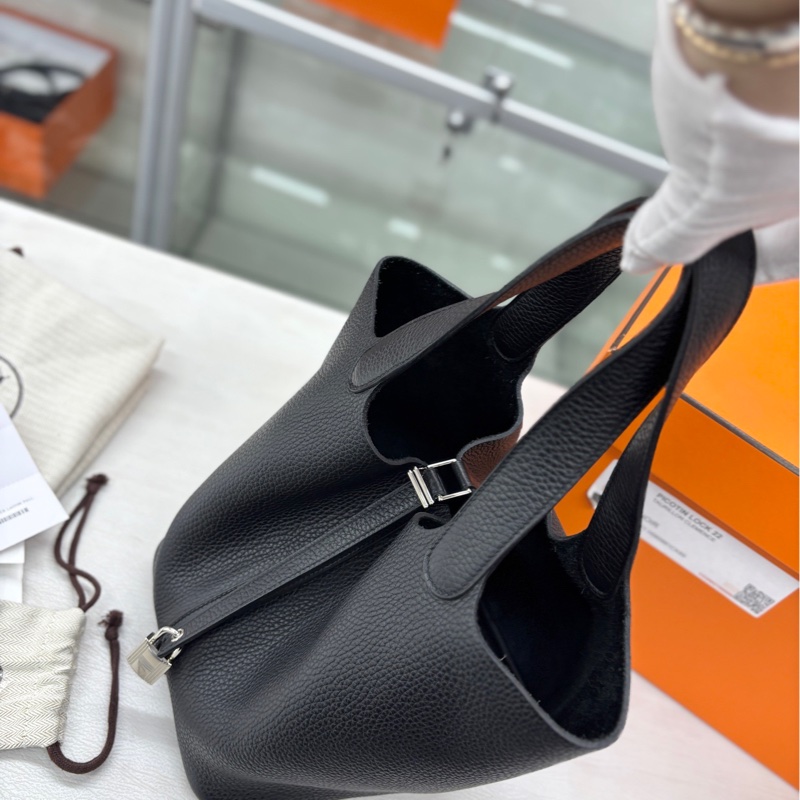 【閒置🆕】 Hermes 黑銀22菜籃子 手提包-2