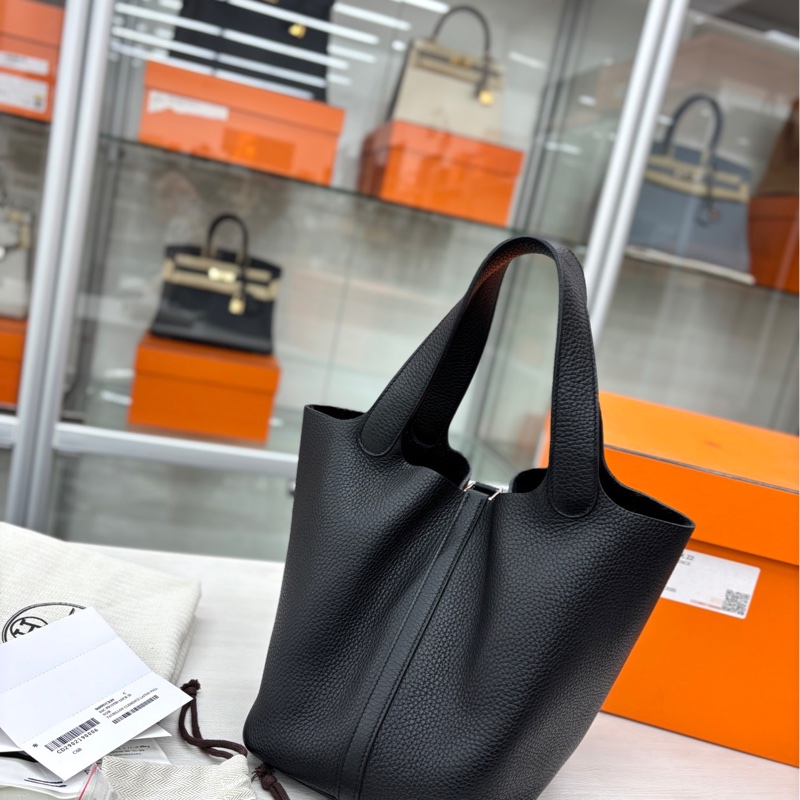 【閒置🆕】 Hermes 黑銀22菜籃子 手提包-4