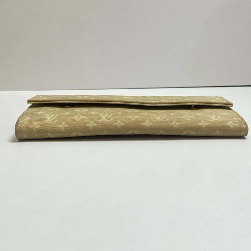 【95新✨全網最低價】LV/Louise Vuitton 中古單寧牛仔老花長款米色錢包 95新 內裡全皮-5
