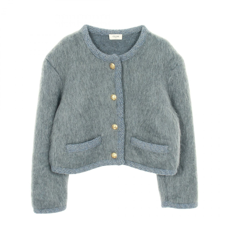 CELINE 磨毛其他夾克 馬海毛 藍色 二手 女款-0
