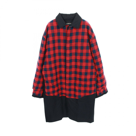 BALENCIAGA 男士層疊棉質外套，紅色、海軍藍、黑色，二手。