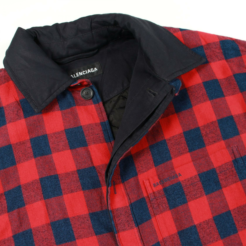 BALENCIAGA 男士層疊棉質外套,紅色、海軍藍、黑色,二手。-8