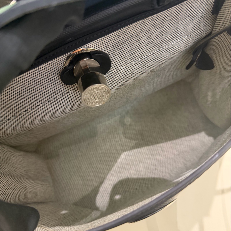 Hermes愛馬仕herbag31黑銀防水布拼皮斜挎包 鎖鑰匙 子袋。-8