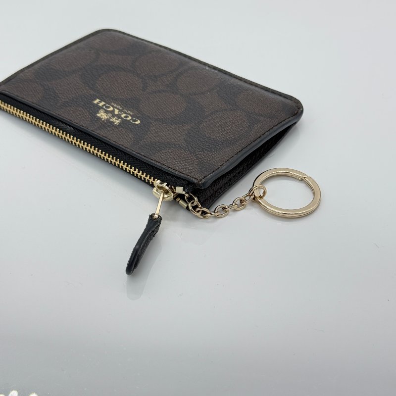 Coach 經典花紋 深棕色 零錢包-3