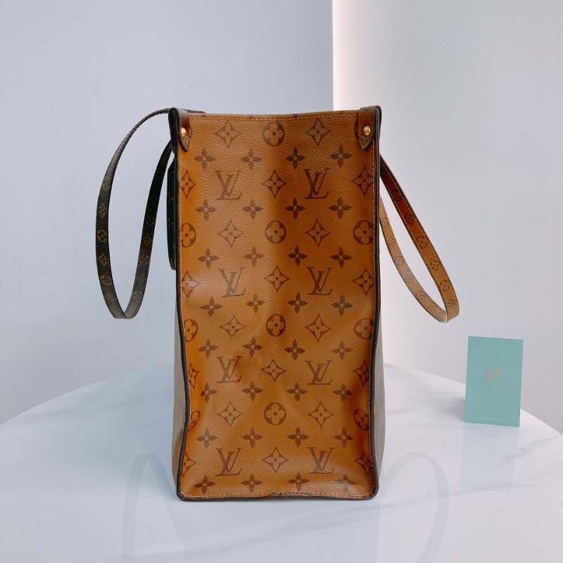 MS0599 Louis Vuitton 路易威登 手提包 單肩包 大號 反轉 老花紋 金扣 Onthego GM Canvas Reverse Monogram x GHW-3