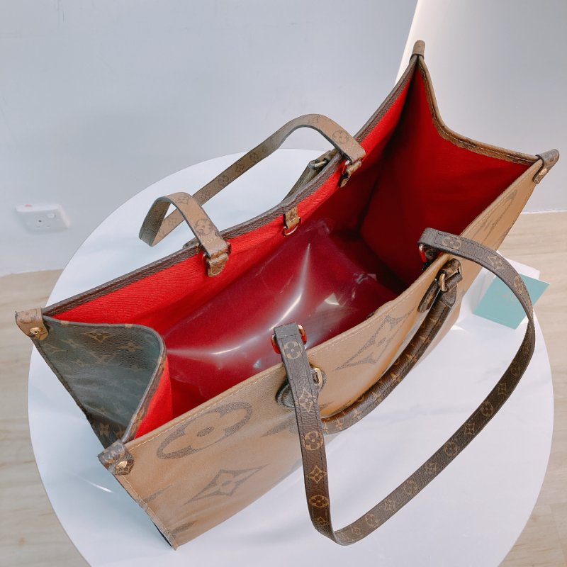 MS0599 Louis Vuitton 路易威登 手提包 單肩包 大號 反轉 老花紋 金扣 Onthego GM Canvas Reverse Monogram x GHW-12