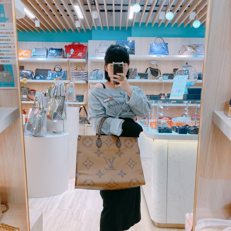 MS0599 Louis Vuitton 路易威登 手提包 單肩包 大號 反轉 老花紋 金扣 Onthego GM Canvas Reverse Monogram x GHW-26