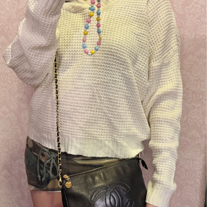 香奈兒 中古包 Chanel 黑金 魚子醬 皮革包 側背包 斜背包 二手古董包 黑色 小包 古董 中古二手Chanel黑色魚子醬皮革側背包斜背包 皮革包 單肩包 古董-7