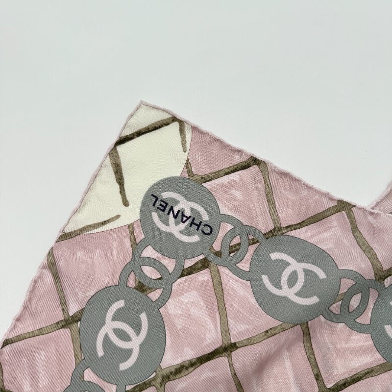 Chanel 香奈兒 粉色 山茶花 絲巾 大方巾 圍巾 披肩 90cm-3