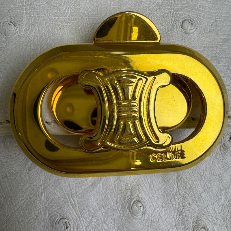 celine 鴕鳥皮古董單肩包-9