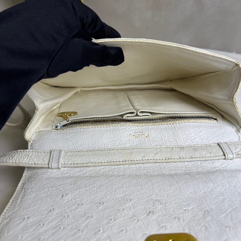 celine 鴕鳥皮古董單肩包-14