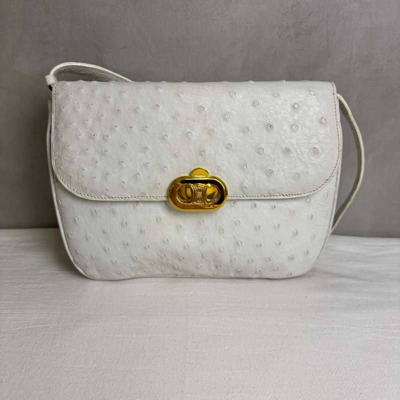 celine 鴕鳥皮古董單肩包-4