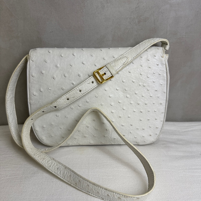 celine 鴕鳥皮古董單肩包-5