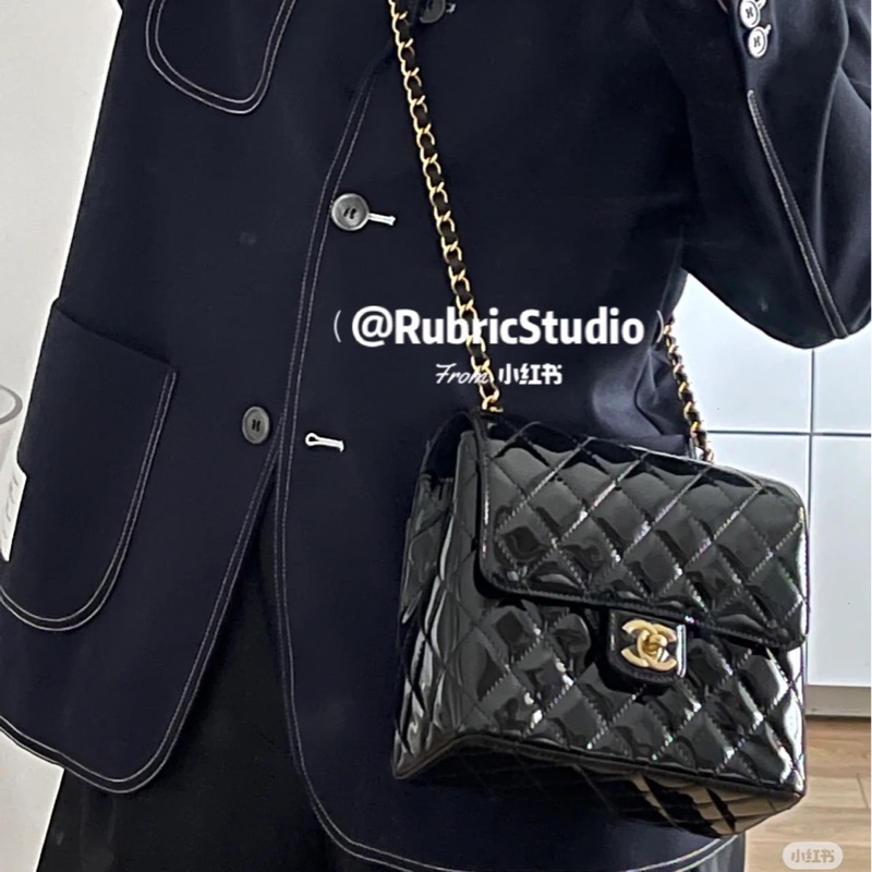 Chanel 方胖 20公分 漆皮 全新品-3
