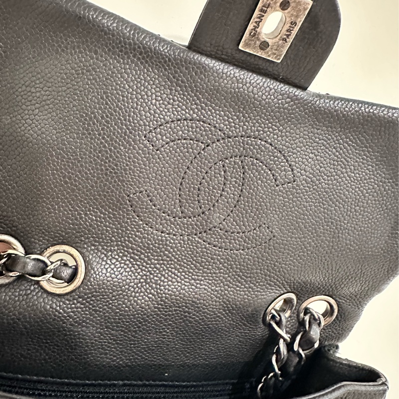 CHANEL經典仿舊銀鏈帶肩背菱格翻蓋包-8