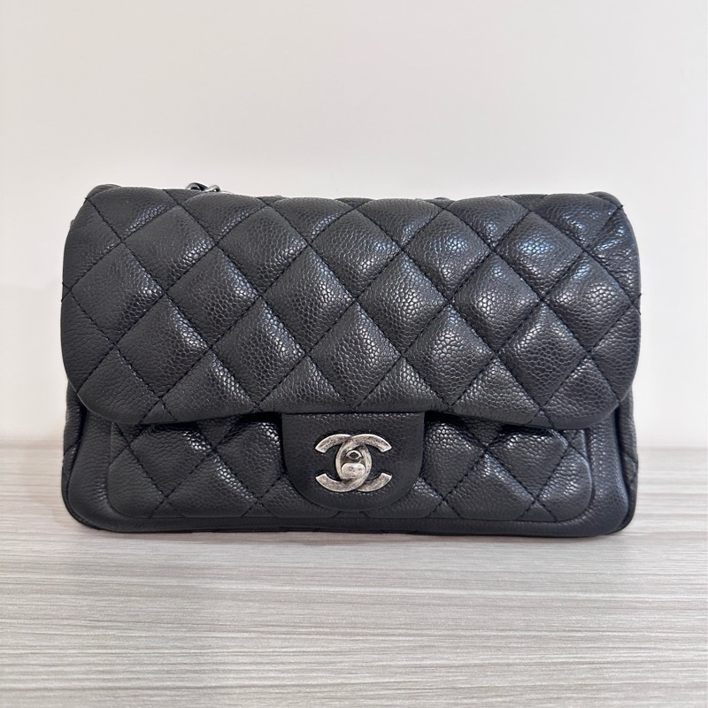 CHANEL經典仿舊銀鏈帶肩背菱格翻蓋包-9