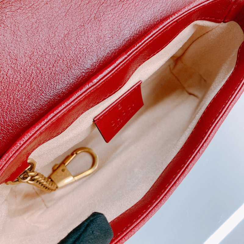 MS0601 Gucci 古馳 經典 斜紋 超迷你 斜背包 可綁結鏈條 牛皮 黑色 紅邊 金扣 GG Marmont Super Mini Calfskin Black and Red x GHW-13