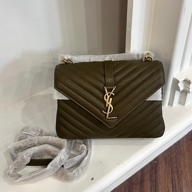 全新品 YSL 綠PARIS Collage學院包-0